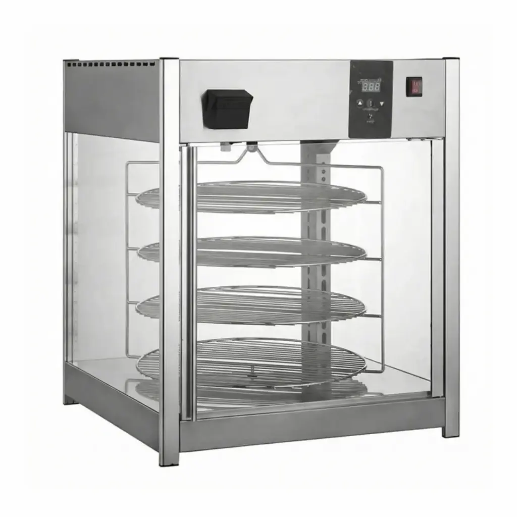 EXHIBIDOR Y CALENTADOR DE PIZZAS CON HUMEDAD MIGSA RTR-158L