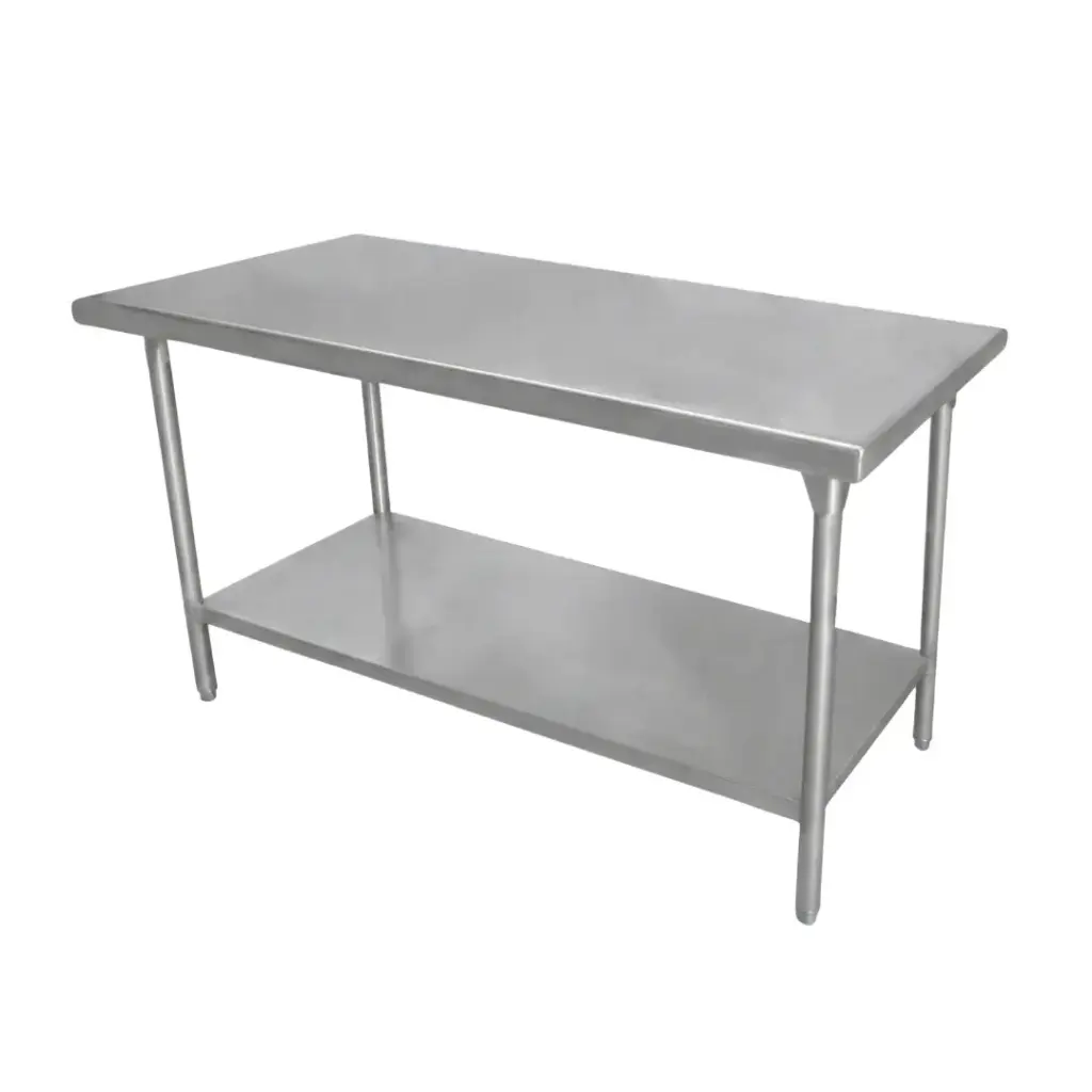 MESA ACERO INOXIDABLE CON UN ENTREPAÑO 140X70X90