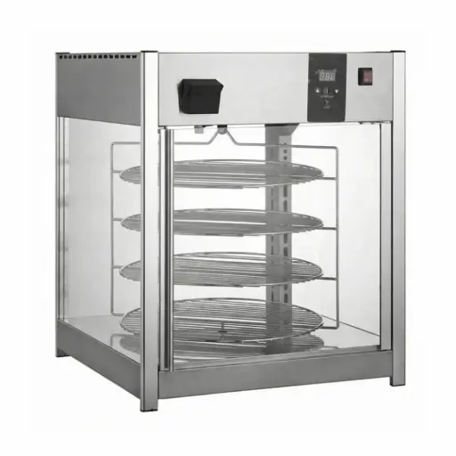 EXHIBIDOR Y CALENTADOR DE PIZZAS CON HUMEDAD MIGSA RTR-158L