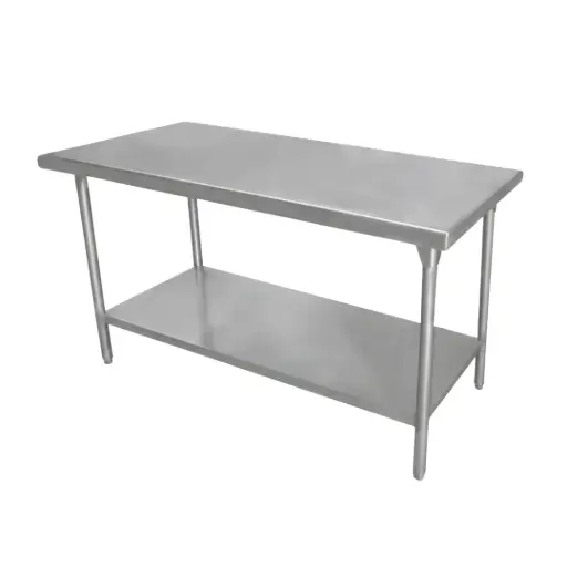 MESA ACERO INOXIDABLE CON UN ENTREPAÑO 140X70X90